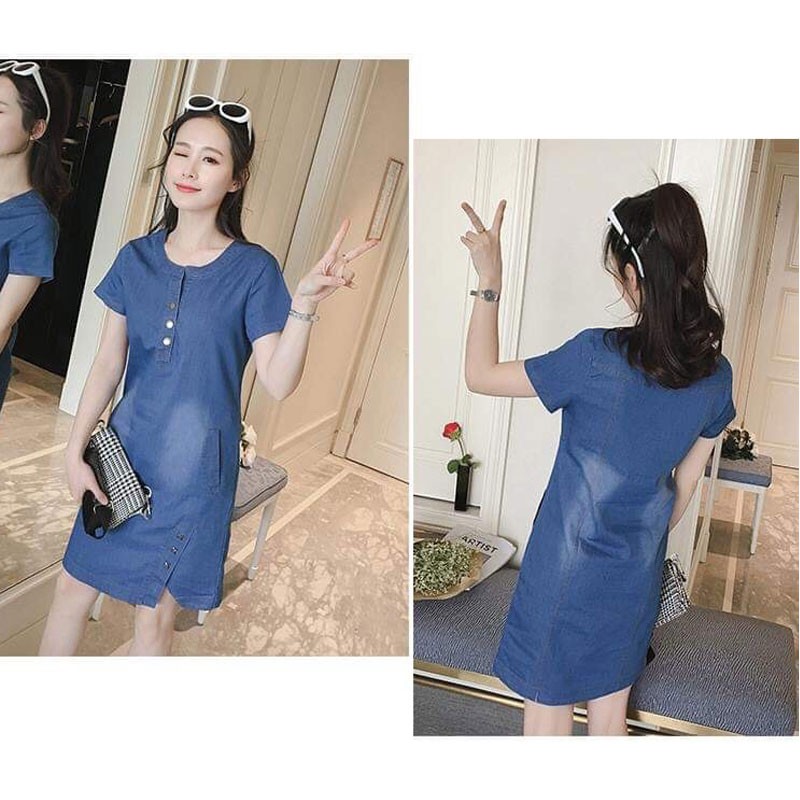 ĐẦM JEAN SUÔNG XẺ TÀ ĐÍNH 3 NGÔI SAO